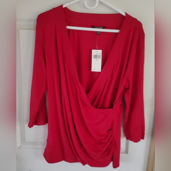 Lauren Ralph Lauren Black Label 1X Wrap Blouse 3/4 Sleeves NWT - Picture 1 of 6